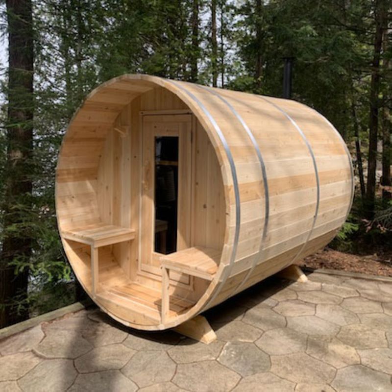 ct serenity barrel finnish sauna front side view